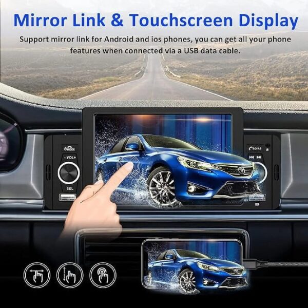 5 Inch Car Radio Single Din Car Stereo CarPlay Android Auto Bluetooth Mirror Link