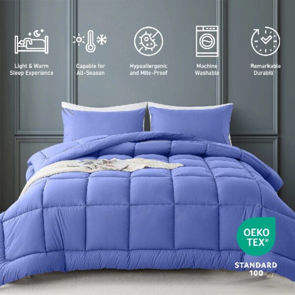 Queen Size 3-Piece All-Season Down Alternative Comforter Set Deep Black | Comforter + Pillow Cases Bedding Set | Hotel Grade Bed in a Bag by
