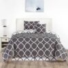 Lux Decor Collection 5 Piece Queen Down Alternative Comforter Set, Washable Duvet Bedding Set - Quatrefoil Navy
