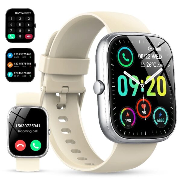 Smart Watch Fits for Android and iPhone, IP68 Waterproof Smartwatch for Women Men 100+ Sports Modes 1.91-inch Fitness Tracker, Smart Watch with Bluetooth Call(Answer/Make Calls), for Gift Black