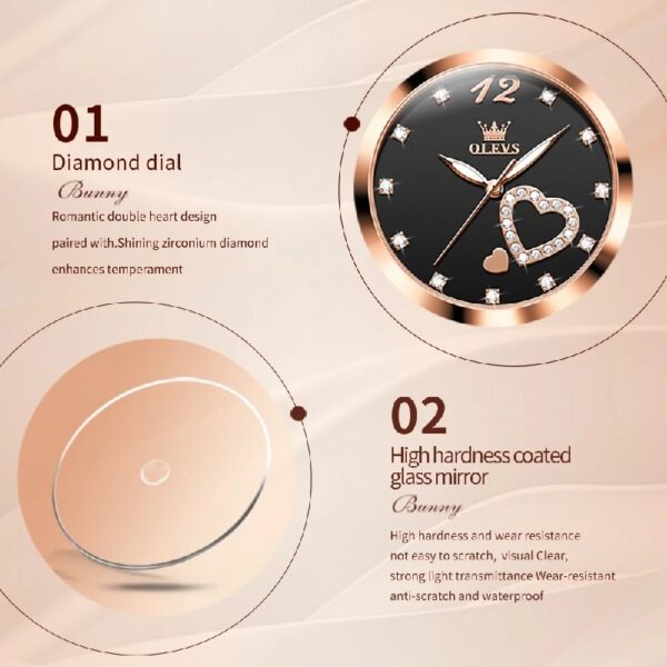 Women Watch Fashion Rose Gold Diamond Analog Quartz Female Watch for Women Luxury Dress Ladies Stainless Steel Luminous Waterproof Date Wrist Watches Green Dial