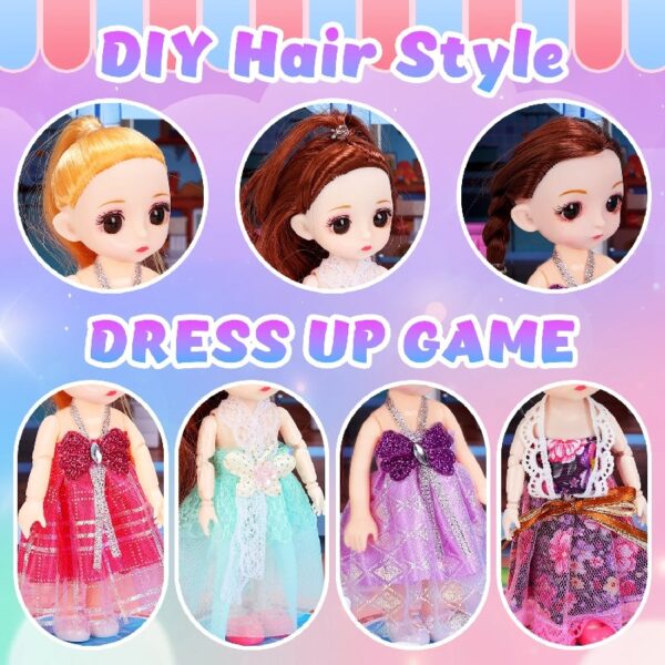 Play Dollhouse with Doll Toy Figures, 14 Rooms Furniture and Colorful Lights, Creative Doll House Gift for Girls Ages 3+, Assemble Required, Pink
