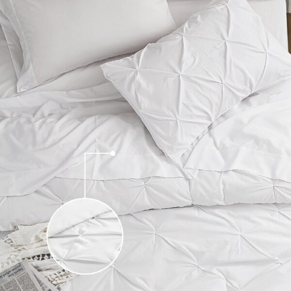 Dorm Bedding Twin Comforter Set - 5 Pieces Pintuck Bed in A Bag with Comforters, Sheets, Pillowcases & Shams