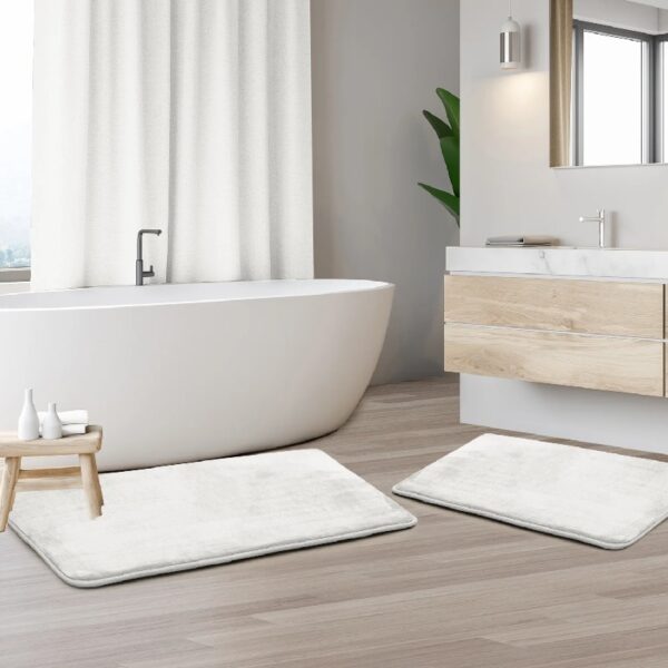 Nestl Set of 3 Absorbent Memory Foam Bath Mat Bathroom Rugs, Gray, Large 20