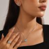 Women Heart Jewelry Set Necklace Earrings Ring 925 Sterling Silver February Birthstone Amethyst Wife Mother Birthday Valentine's Day Gift