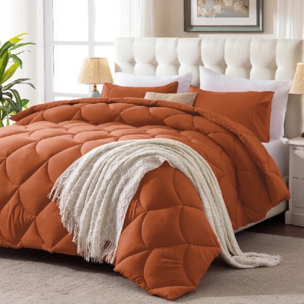 3 Pieces Bed in a Bag Comforter Set Duvet Insert,Reversible,Red/Black,Full Size Comforter Set-200GSM