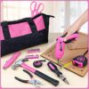 41-Piece Pink Tool Kit for Women - Lady’s Tool Set with Rechargeable 3.6V Electric Screwdriver & Wide-Access Tool Bag, Ideal for Home DIY and Daily Maintenance