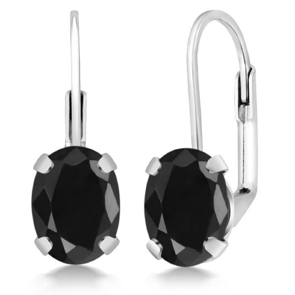 Gem Stone King 925 Sterling Silver Oval Cabochon White Simulated Opal Earrings for Women (2.10 Cttw, Oval 8X6MM)