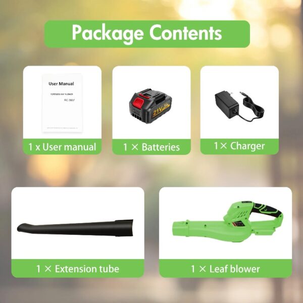 Cordless Leaf Blower, 6-Speed 140MPH 140CFM Leaf Blower, 3AH Battery, Green