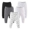 Baby Boy or Baby Girl Pants Set, 5 Pack, Grey Safari Animals