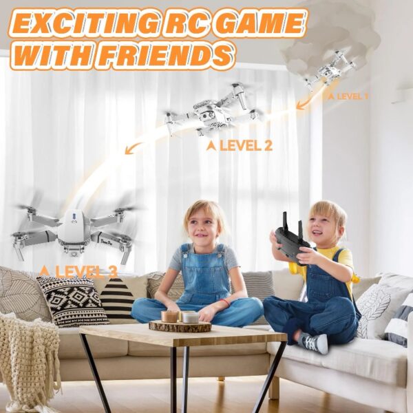 Drone with Dual 4K HD Cameras, FPV Foldable Drone for Kids Adults RC Quadcopter for Beginners with 2 Batteries and Carrying Case, Gray