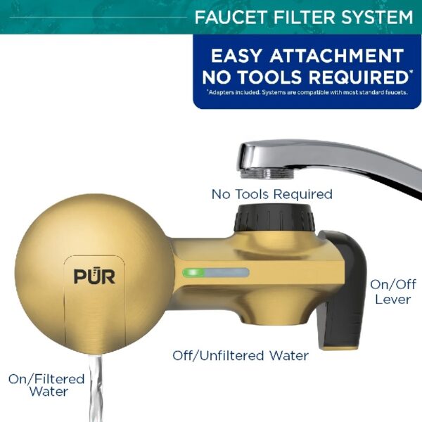 PLUS Faucet Mount Water Filtration System, Horizontal, Black/Chrome, PFM200B