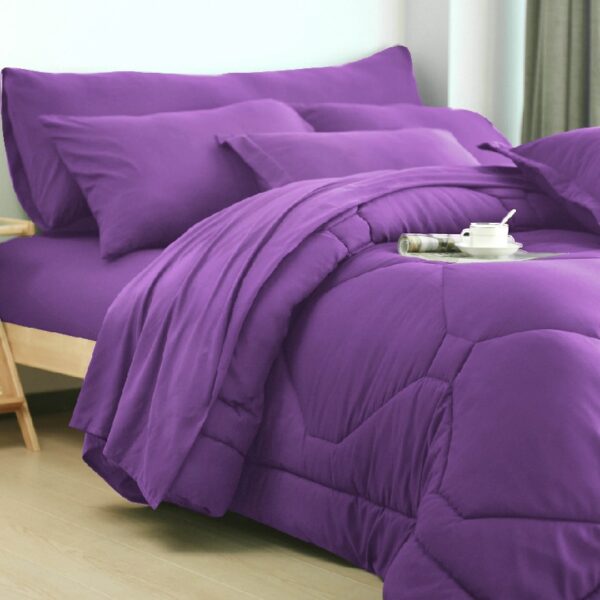 8 PCS Modern Comforter Set with Sheets All Season Bed in a Bag, Black, Queen Size