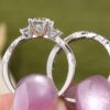 1 Carat Wedding Ring Sets Infinity Band Princess Sterling Silver Rings for Women CZ Size 7
