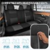 PolyPro Car Seat Covers Full Set in Charcoal on Black – Front and Rear Split Bench for Cars, Easy to Install Cover Set, Accessories Auto Trucks Van SUV