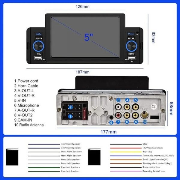 5 Inch Car Radio Single Din Car Stereo CarPlay Android Auto Bluetooth Mirror Link