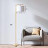 Iron Modern Standing Lamp, Gold Floor Lamp for Living Room, with Rotary Switch, Hanging Shade and 3 Color Temperatures 9W Bulb for Bedroom, Study Room, Office