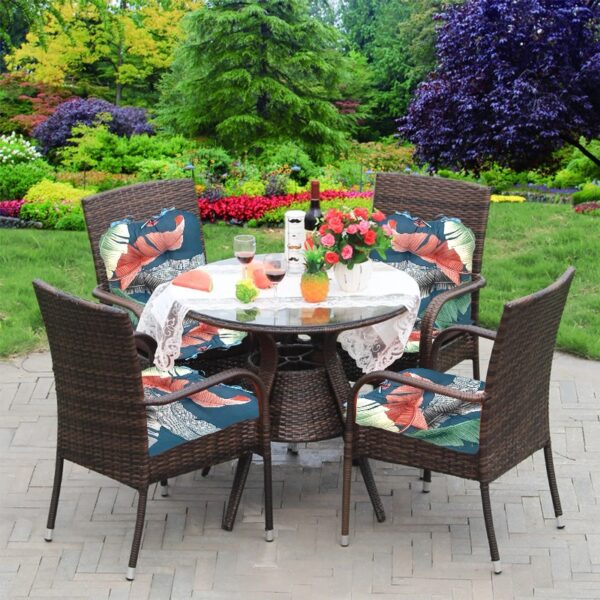 Outdoor Patio Cushion, Rocking Chair Cushion Set, Tufted Pads, Set of Upper and Lower with Ties Pack of 2 (2 Sets) - Back 21