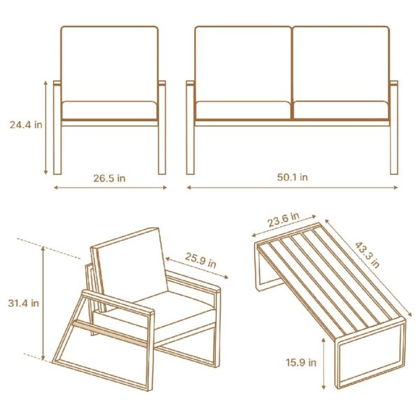 3 Pieces Patio Chairs Set with Glass-Top Coffee Table, Outdoor Bistro and Patio Furniture Set for Porch|Backyard|Balcony, Black