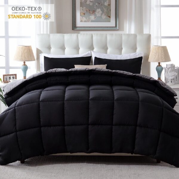 3 Pieces Bed in a Bag Comforter Set Duvet Insert,Reversible,Red/Black,Full Size Comforter Set-200GSM