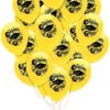 PMU Graduation Balloons 11 Inch PartyTex Premium Emerald Green with All-Over Print White Grad Caps-Confetti and Streamers Pkg/100