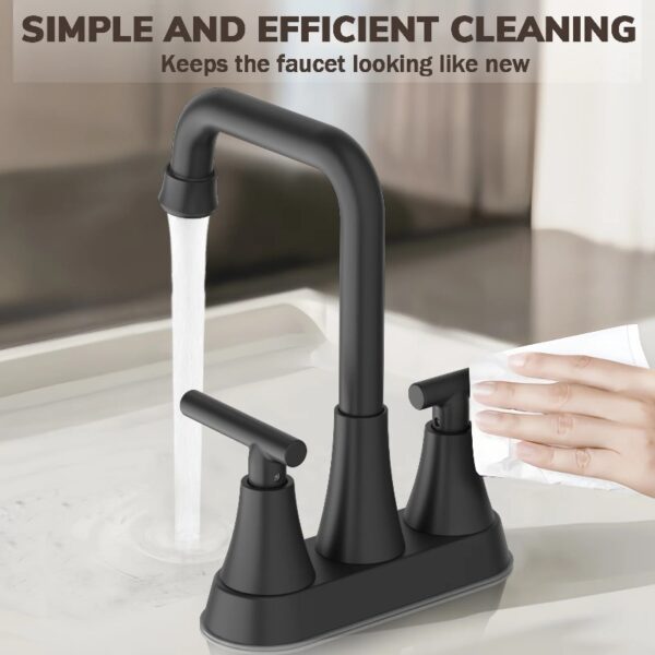 Bathroom Sink Faucet, 4 inch Matte Black Bathroom Faucets with Pop-up Drain and Supply Lines, Stainless Steel 2-Handle Centerset Faucet for Bathroom Faucet 3 Hole