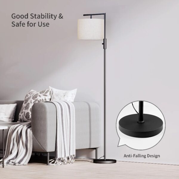 Iron Modern Standing Lamp, Gold Floor Lamp for Living Room, with Rotary Switch, Hanging Shade and 3 Color Temperatures 9W Bulb for Bedroom, Study Room, Office