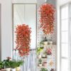 4PCS Artificial Flowers outdoor Spring Summer Decor Fake Hanging Plants UV Resistant Faux Plastic Greenery Hanging Flowers for Outside Gardens Porch Wall Home Indoor,ORANGE&YELLOW
