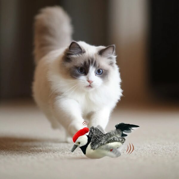Risehigh Cat Toys for Indoor Cats Interactive Flapping Chirping Bird Kitten Toy Touch Activated Rechargeable Automatic with Catnip