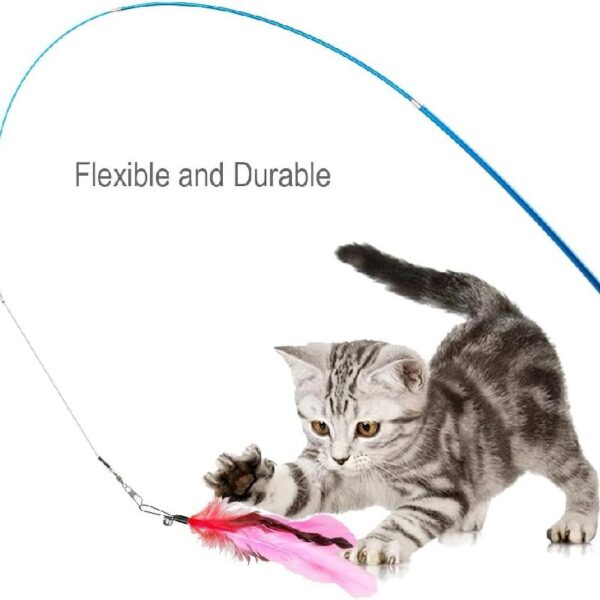 Cat Toys, Interactive Cat Toy 2PCS Retractable Wand Toy and 9PCS Feather Toys Refills