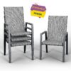 Outdoor Patio Dining Chairs Set of 2,Breathable Seat Fabric and Alloy Steel Frame for Backyard Porch Garden Sunroom , Dark Gray