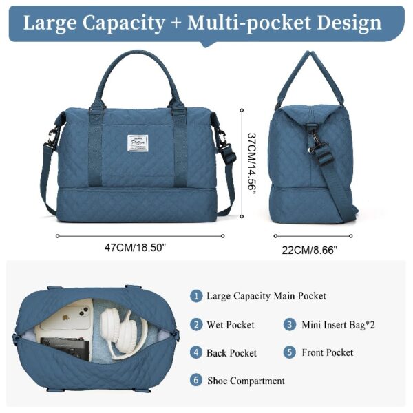 6274f16646944b27aa25b32d0176a7a1 Weekender Bags for Women, Travel Duffel Bags with Shoe Compartment,Personal Item Travel Bag for Airlines, Carry on Overnight Tote Bag for women,Beige&Brown