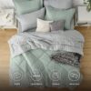 Light Purple Queen Comforter Set - 7 Pieces Reversible Queen Bed in a Bag, Queen Bed Set Light Purple and Grey with Comforters, Sheets, Pillowcases & Shams
