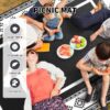 5x8 Feet Waterproof Outdoor Rug - Reversible Black & White Plastic Patio Mat, Non-Slip Durable Moroccan Geometric Design for Camping, RV, Balcony, Porch, Picnic