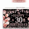 30Th Rose Gold Birthday Party Backdrop Rose Gold Glitter Balloons Happy Birthday