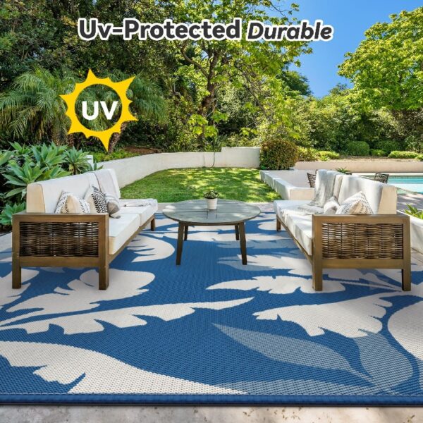 Outdoor Rug Carpet 5'x8' Waterproof Reversible Patio Rug Portable Indoor Outdoor Rug Plastic Straw Rug for Beach RV Camping Garden Picnic Deck Backyard Porch Decor Black