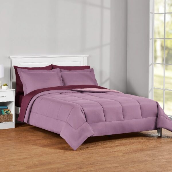 7 Piece Reversible Bed in a Bag Comforter Set with Sheets, Black, Queen