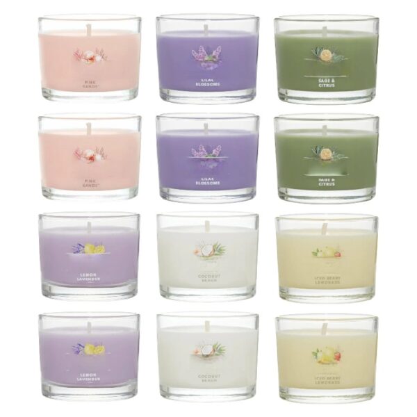 Yankee Candle Signature Votive Mini Candle Jars, Mother's Day Variety Pack, Natural Soy Wax Blend Candle with Natural Fiber Wick, 1.3 OZ Glass Jar, (Pack of 12)