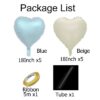 12Pcs Blue Pink Heart Balloons Pastel Baby Pink Blue Beige Foil Helium Balloon for Baby Shower Gender Reveal Twin Birthday Decor
