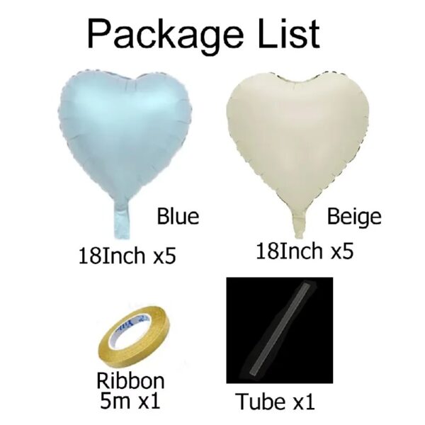 12Pcs Blue Pink Heart Balloons Pastel Baby Pink Blue Beige Foil Helium Balloon for Baby Shower Gender Reveal Twin Birthday Decor