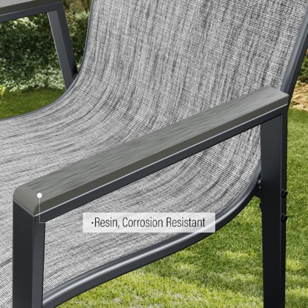 Outdoor Patio Dining Chairs Set of 2,Breathable Seat Fabric and Alloy Steel Frame for Backyard Porch Garden Sunroom , Dark Gray