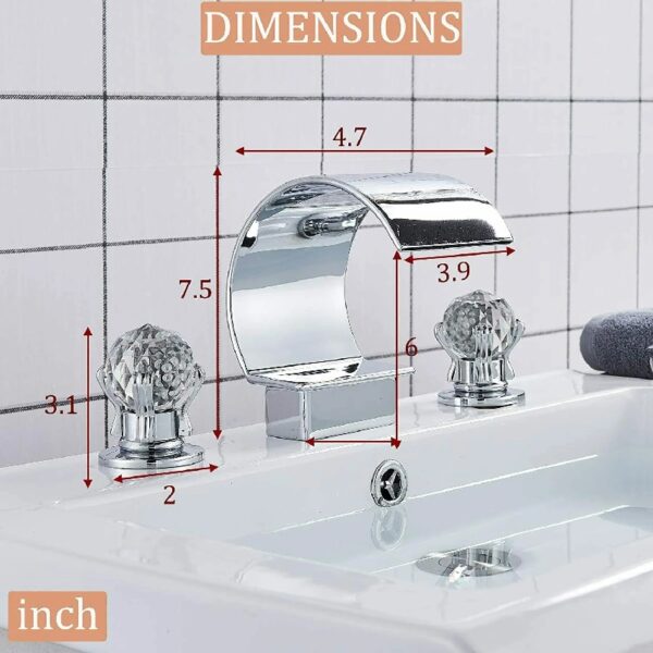 Widespread Bathroom Basin Faucet Crystal Handle Sink Mixer Tap Chrome Finish