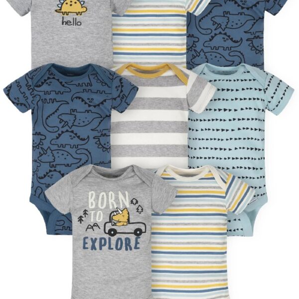Baby Boy Short Sleeves Onesies Bodysuits, 8-Pack, Sizes Newborn-12M