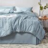 Dorm Bedding Twin Comforter Set - 5 Pieces Pintuck Bed in A Bag with Comforters, Sheets, Pillowcases & Shams