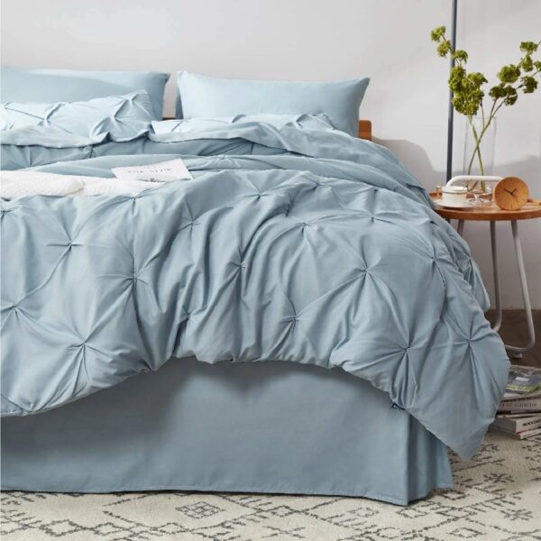 Dorm Bedding Twin Comforter Set - 5 Pieces Pintuck Bed in A Bag with Comforters, Sheets, Pillowcases & Shams