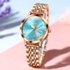 Women Watch Fashion Rose Gold Diamond Analog Quartz Female Watch for Women Luxury Dress Ladies Stainless Steel Luminous Waterproof Date Wrist Watches Green Dial