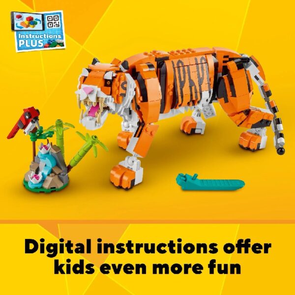 Creator 3 in 1 Majestic Tiger Building Set, Transforms from Tiger to Panda or Koi Fish Set, Animal Figures, Collectible Building Toy, Gifts for Kids, Boys & Girls 9 Plus Years Old, 31129