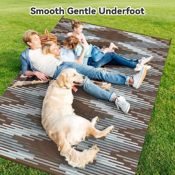 Outdoor Rug 6'x9' Waterproof Patio Rug Reversible Indoor Outdoor Rug Lightweight Plastic Straw Rug for RV Camping Deck Balcony Boho Porch Decor Dark Grey and White
