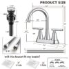 Bathroom Faucets 4 Inch Matte Black Bathroom Sink Faucet, Stainless Steel Lead-Free 2-Handle Centerset Faucet with Pop-up Drain and 2 Supply Hoses Fits 2 or 3-hole Sink