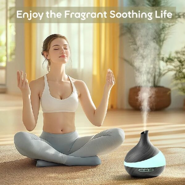 550ml Essential Oil Diffuser, Upgraded Oil Diffuser for Large Room, Cool Mist Humidifier Air Diffuser with Remote Control 4 Timer Setting 14 Color Lights Waterless Auto Shut-Off